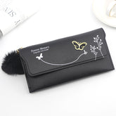 Ladies' Long Wallet With Butterfly Flowers And Simple Loose Change