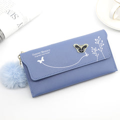 Ladies' Long Wallet With Butterfly Flowers And Simple Loose Change
